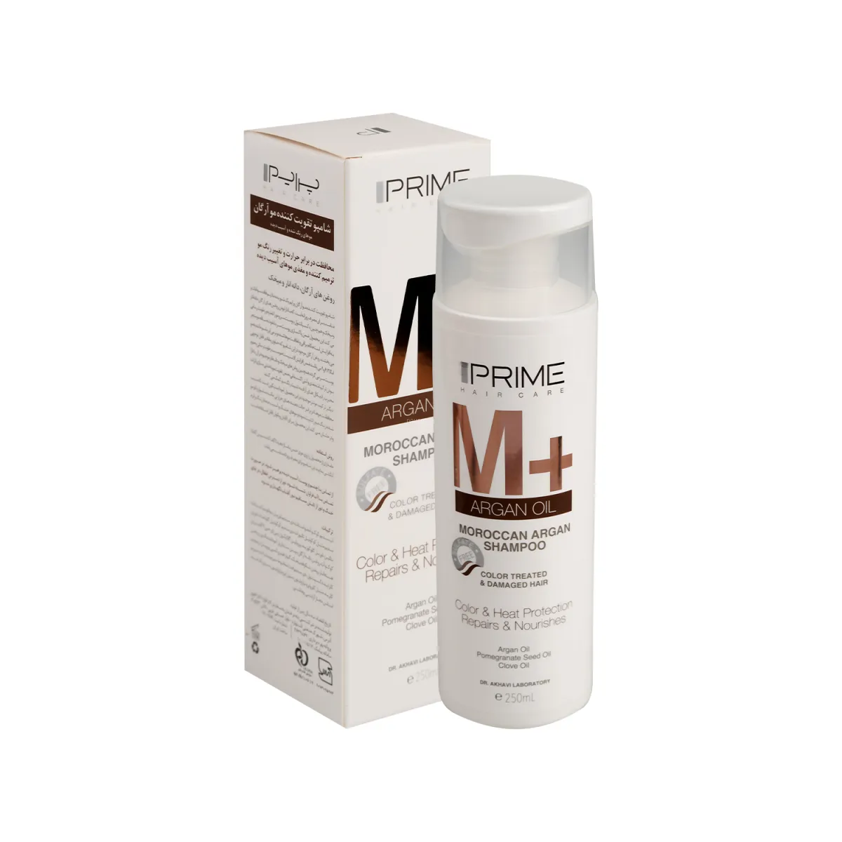 شامپو تقویت کننده پرایم مدل +M مناسب موی رنگ شده و آسیب دیده 250 میلی لیتر