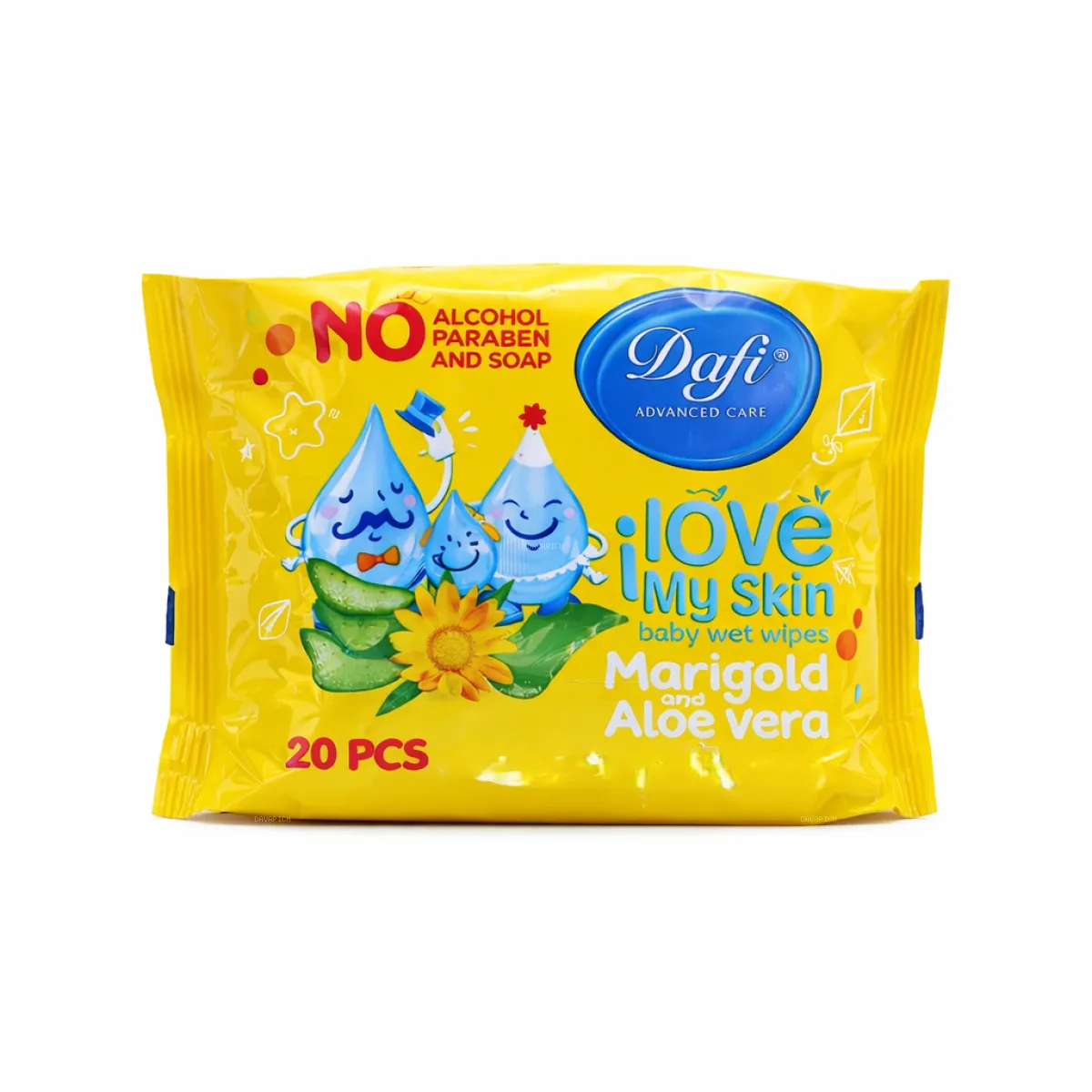 دستمال مرطوب نرم کننده و پاک کننده کودک دافی حاوی آلوئه ورا