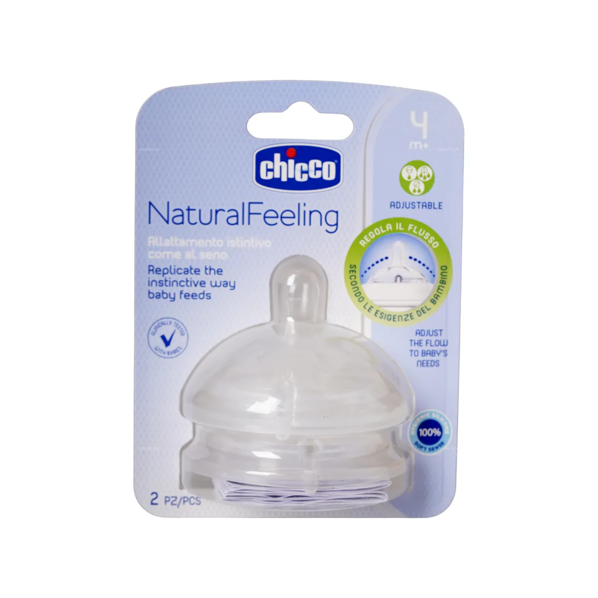 سرشیشه پستانک چیکو مدل Natural Feeling سایز 2