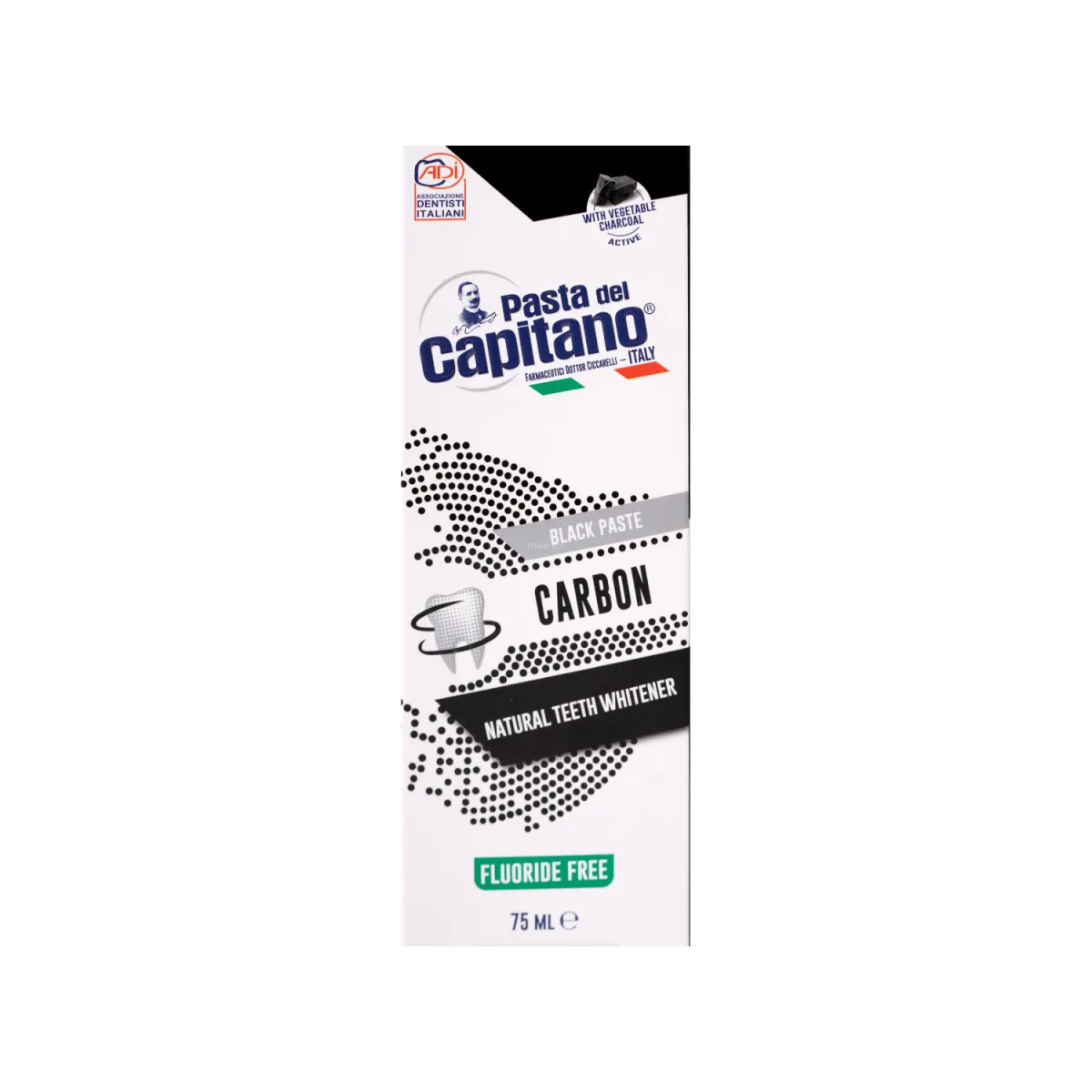خمیر دندان سفید کننده پاستا دل کاپیتانو مدل Carbon