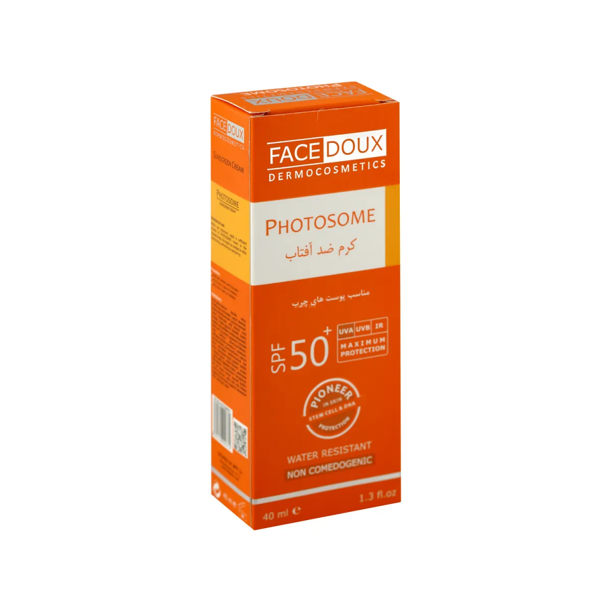 کرم ضد آفتاب SPF50 فیس دوکس بدون رنگ مناسب پوست چرب