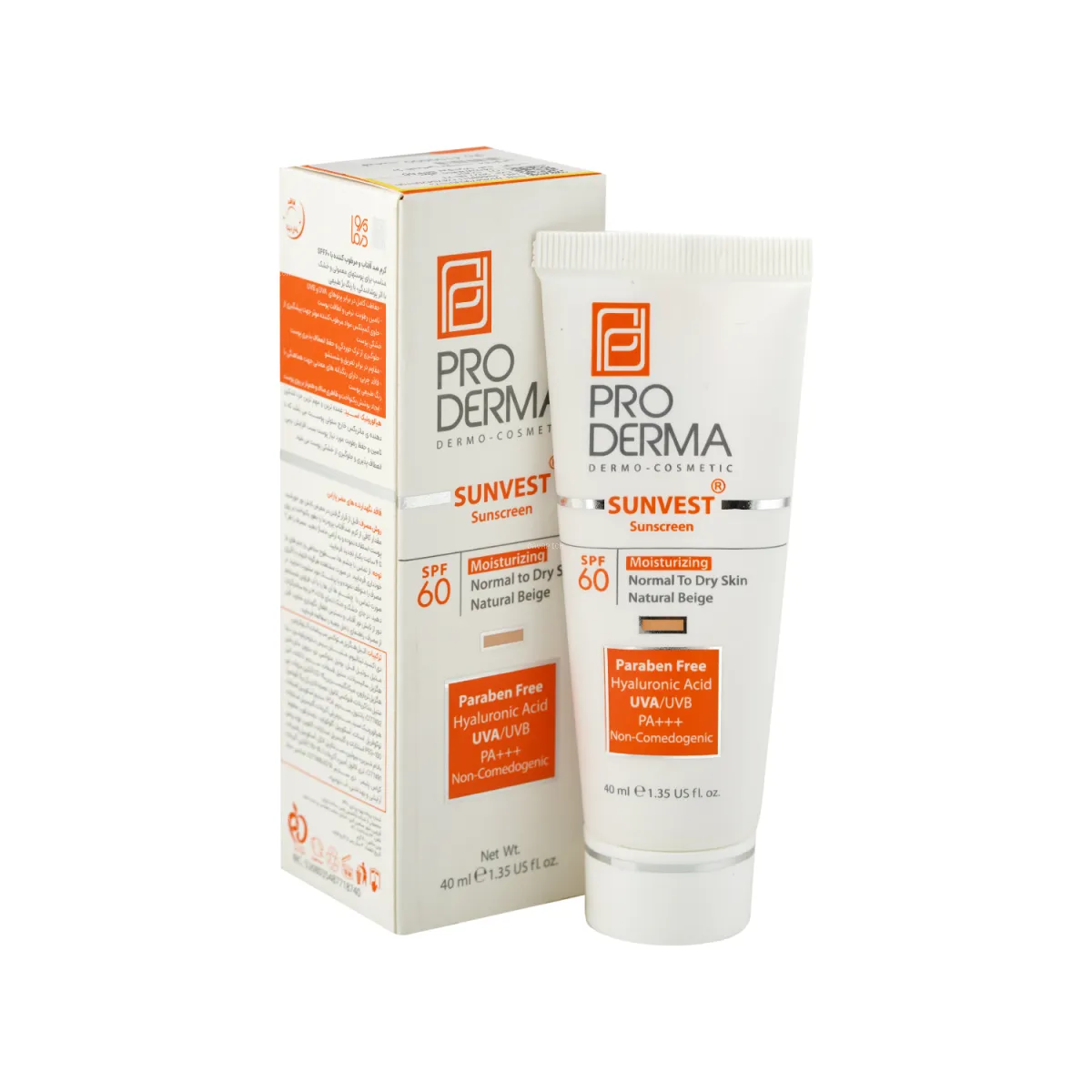 کرم ضد آفتاب SPF60 پرودرما مدل Sunvest رنگ بژ طبیعی