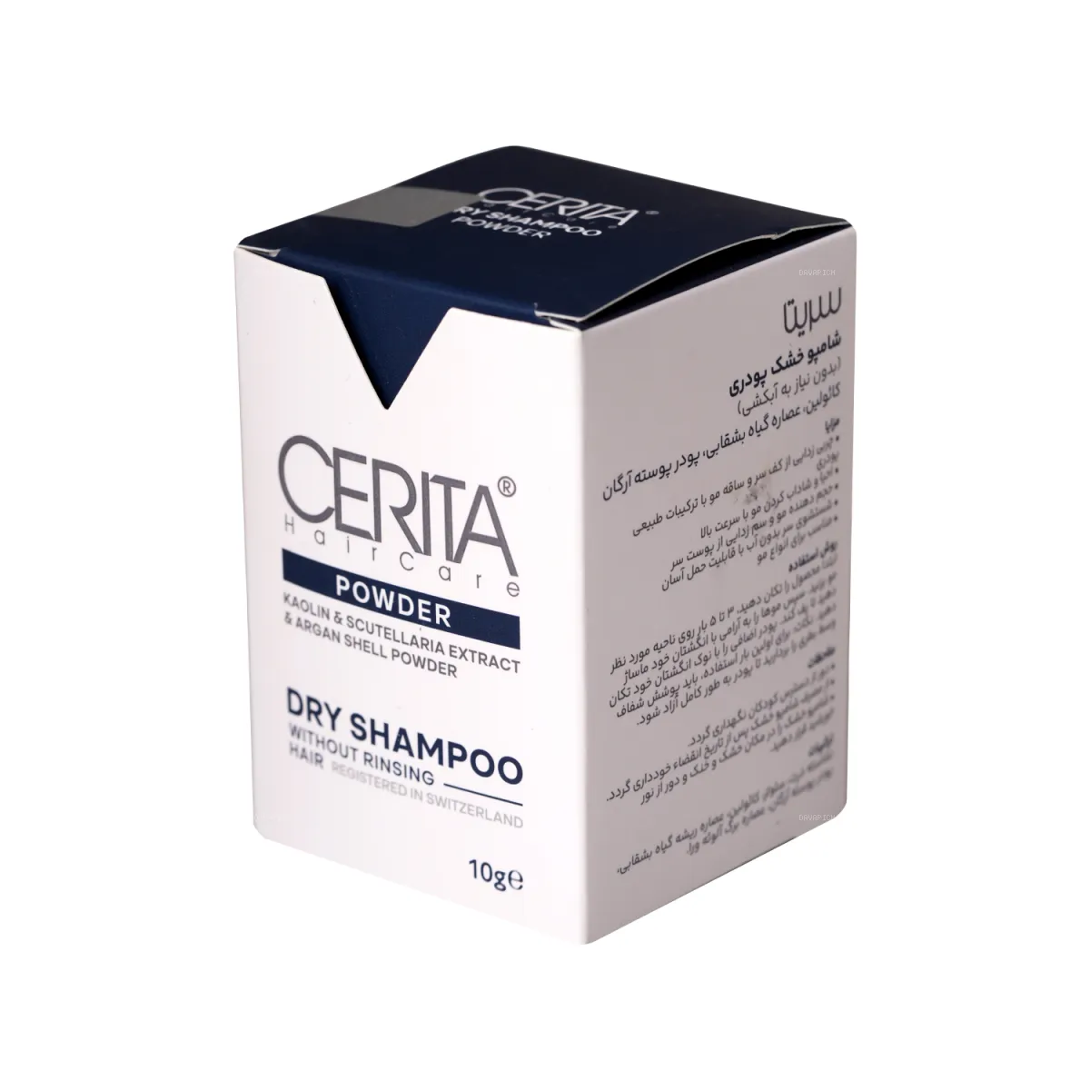 شامپو خشک پودری سریتا مناسب موی خشک بدون نیاز به آبکشی