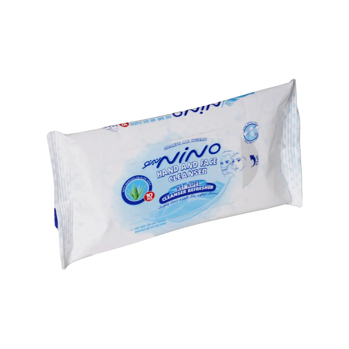 دستمال مرطوب پاک کننده دست و صورت نینو