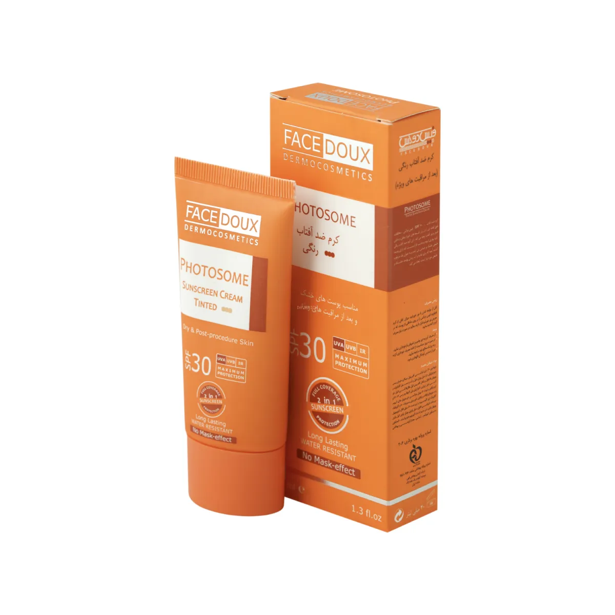 کرم ضد آفتاب SPF30 فیس دوکس رنگ تیره مناسب پوست خشک