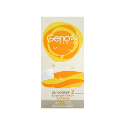 کرم ضد آفتاب SPF50 ژنوبایوتیک رنگ بژ روشن مناسب پوست چرب و مختلط