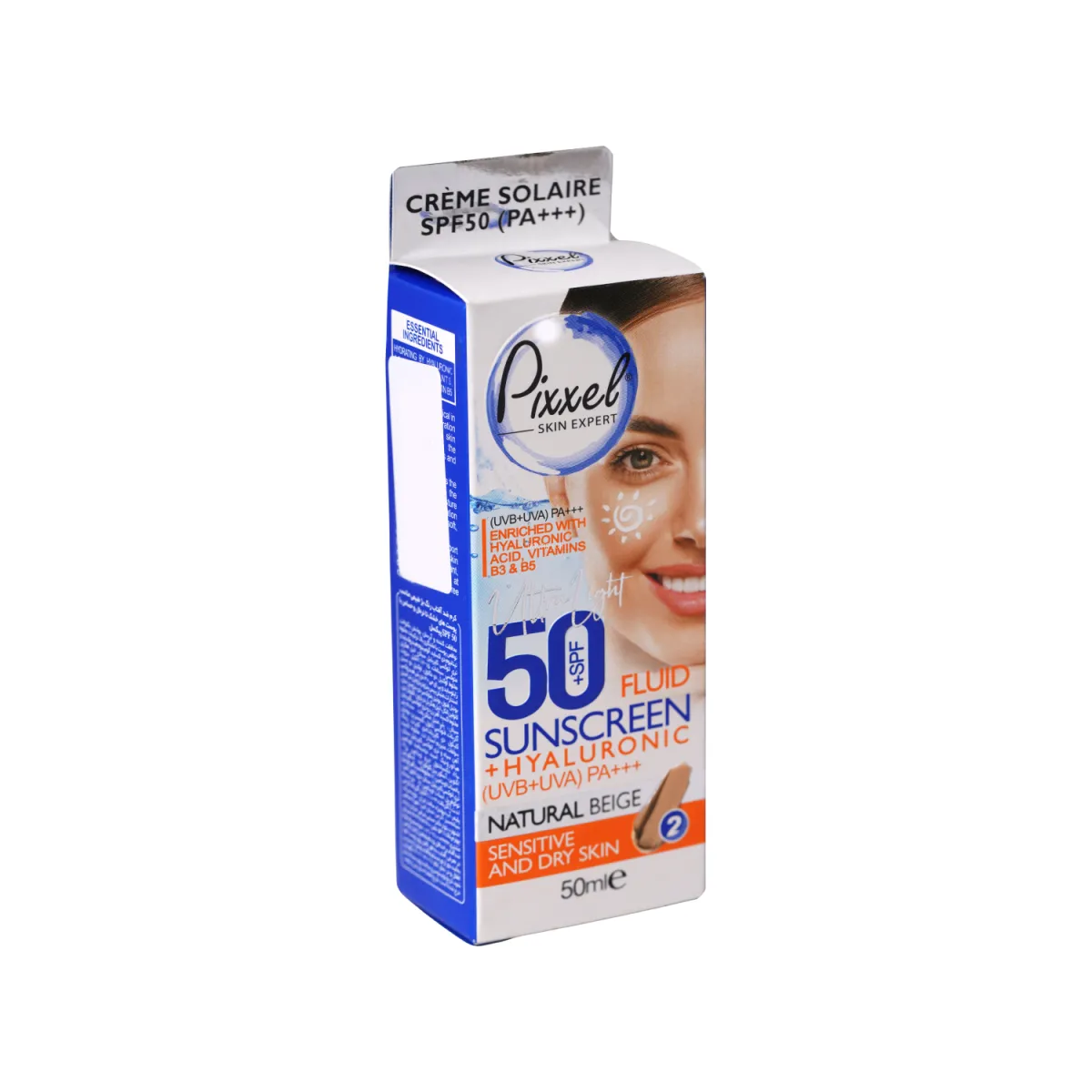 فلوئید ضد آفتاب SPF50 پیکسل رنگ بژ طبیعی مناسب پوست خشک و حساس