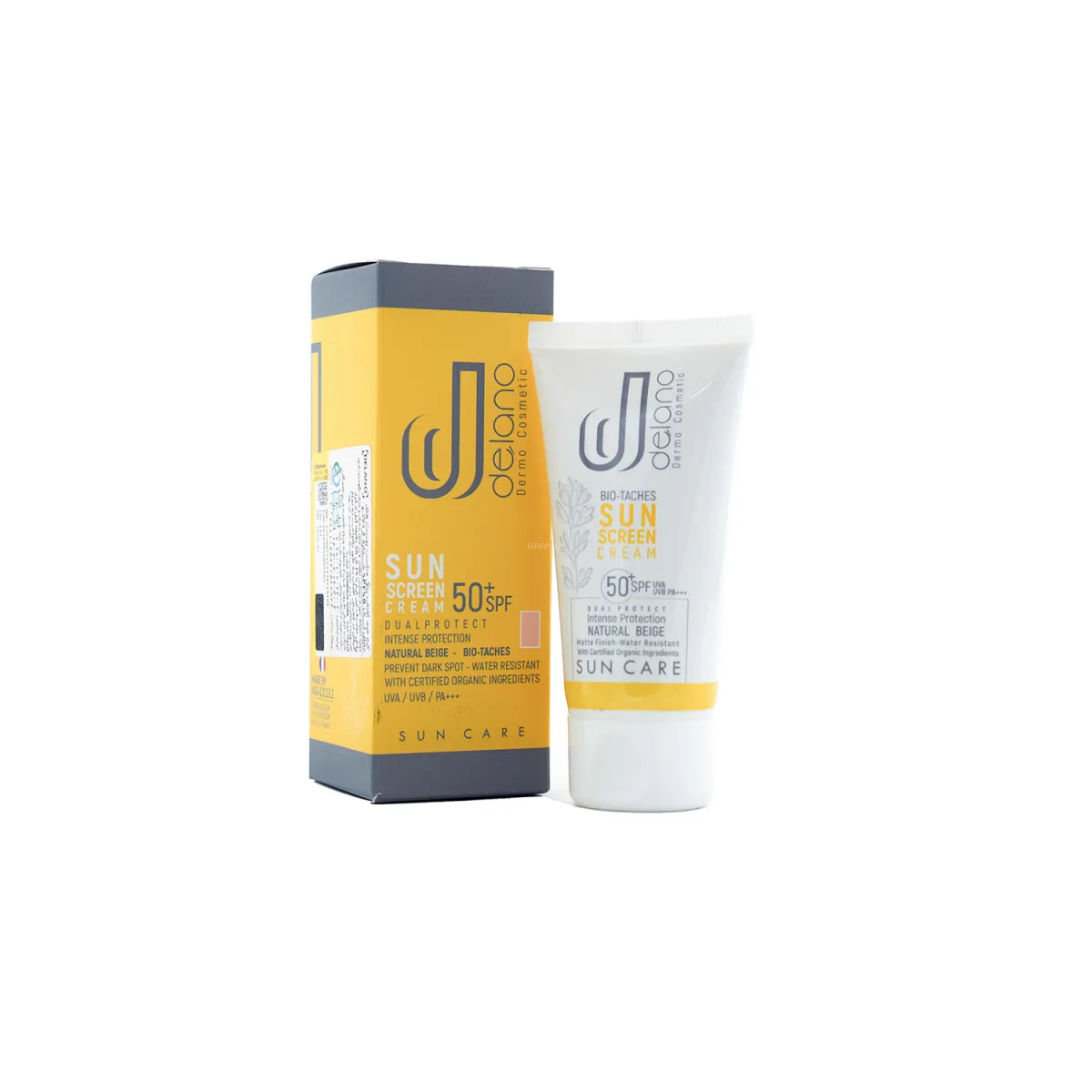 کرم ضد آفتاب SPF50 دلانو رنگ بژ طبیعی مناسب پوست دارای لک