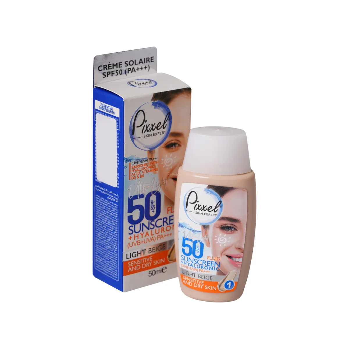 فلوئید ضد آفتاب SPF50 پیکسل رنگ بژ روشن مناسب پوست خشک و حساس