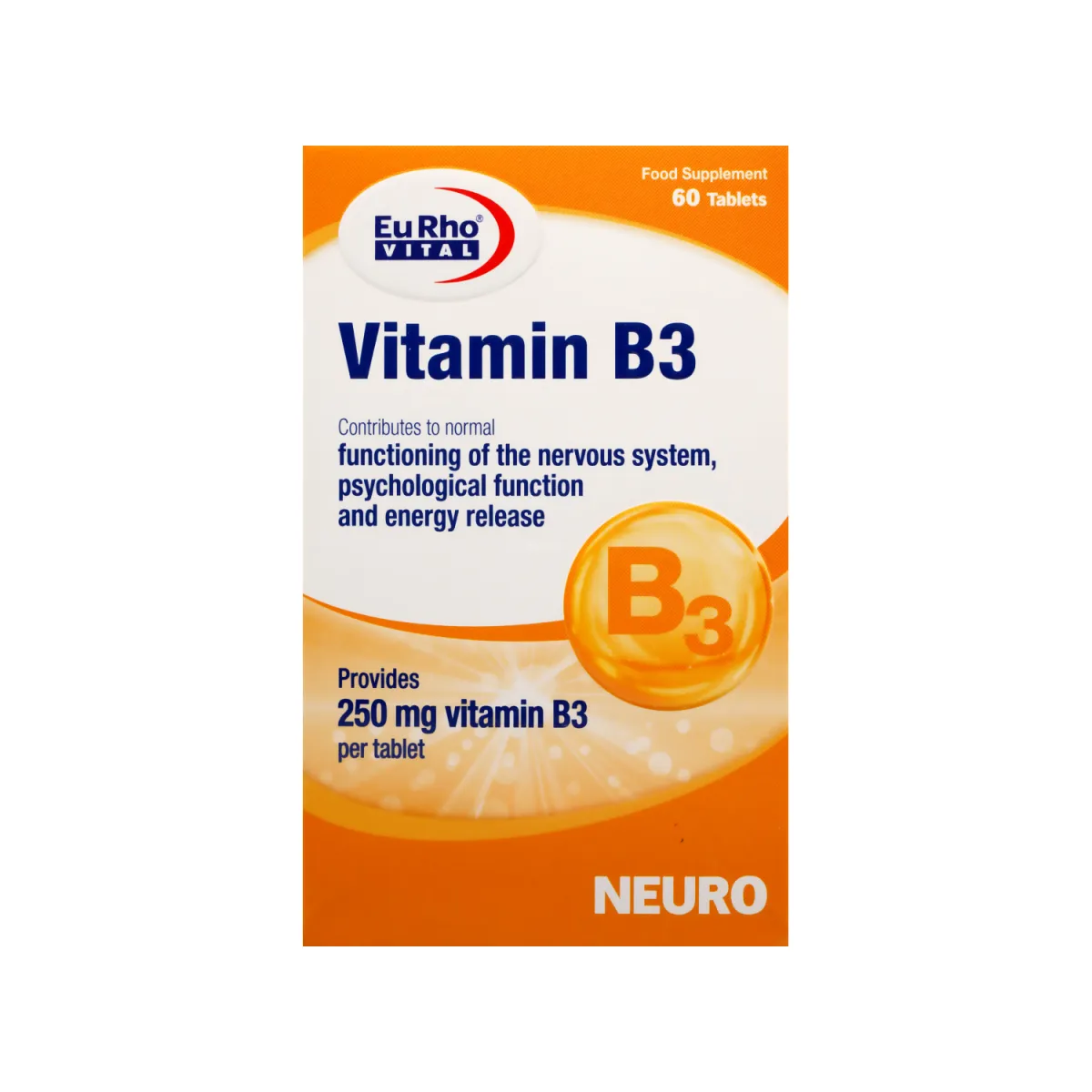 قرص ویتامین B3 یوروویتال 250 میلی گرم