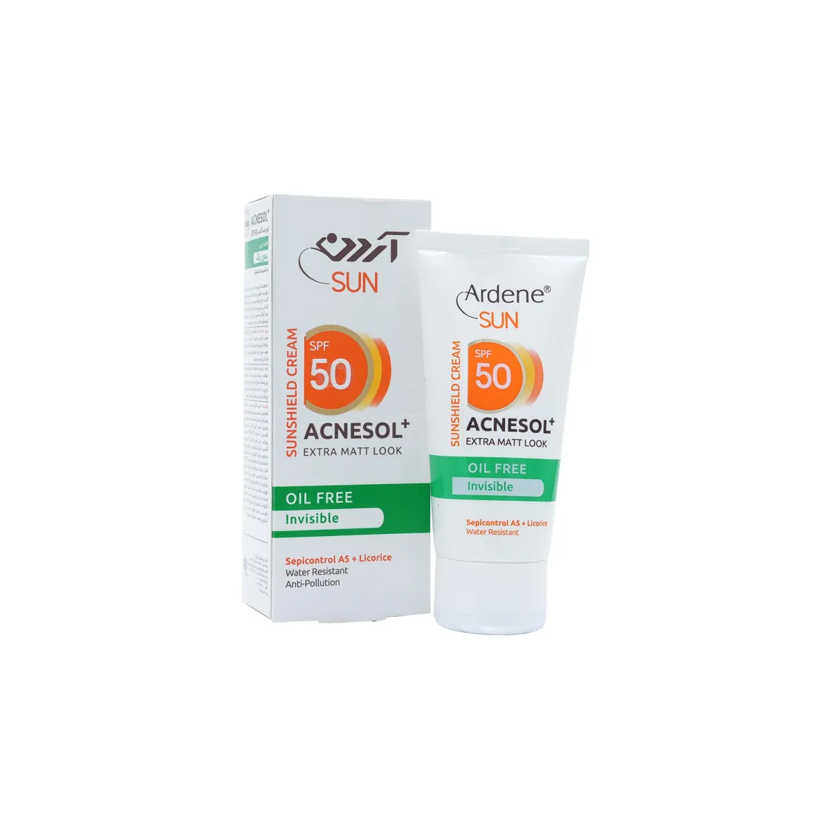 کرم ضد آفتاب SPF50 آردن بدون رنگ مناسب چرب و جوش دار