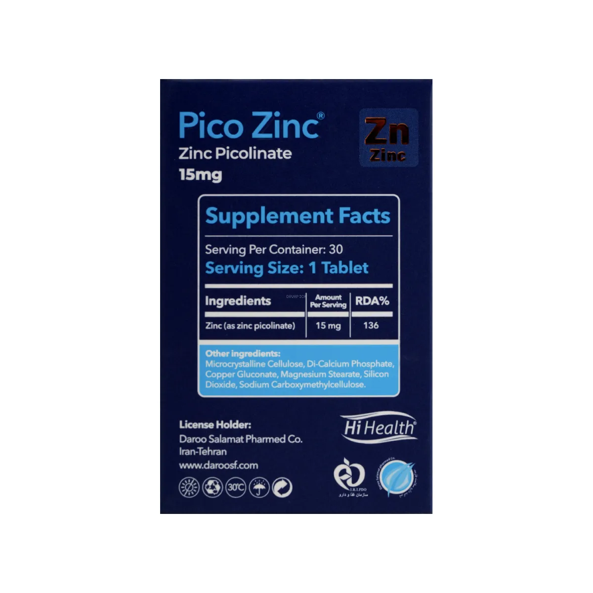 قرص پیکو زینک های هلث