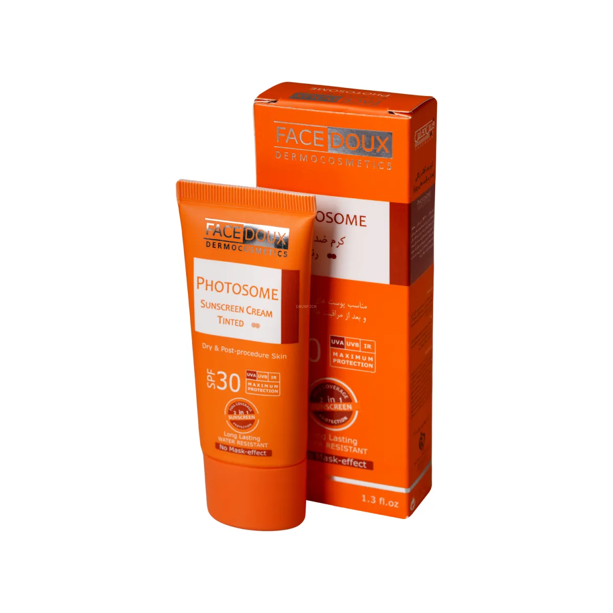 کرم ضد آفتاب SPF30 فیس دوکس رنگی مناسب پوست خشک