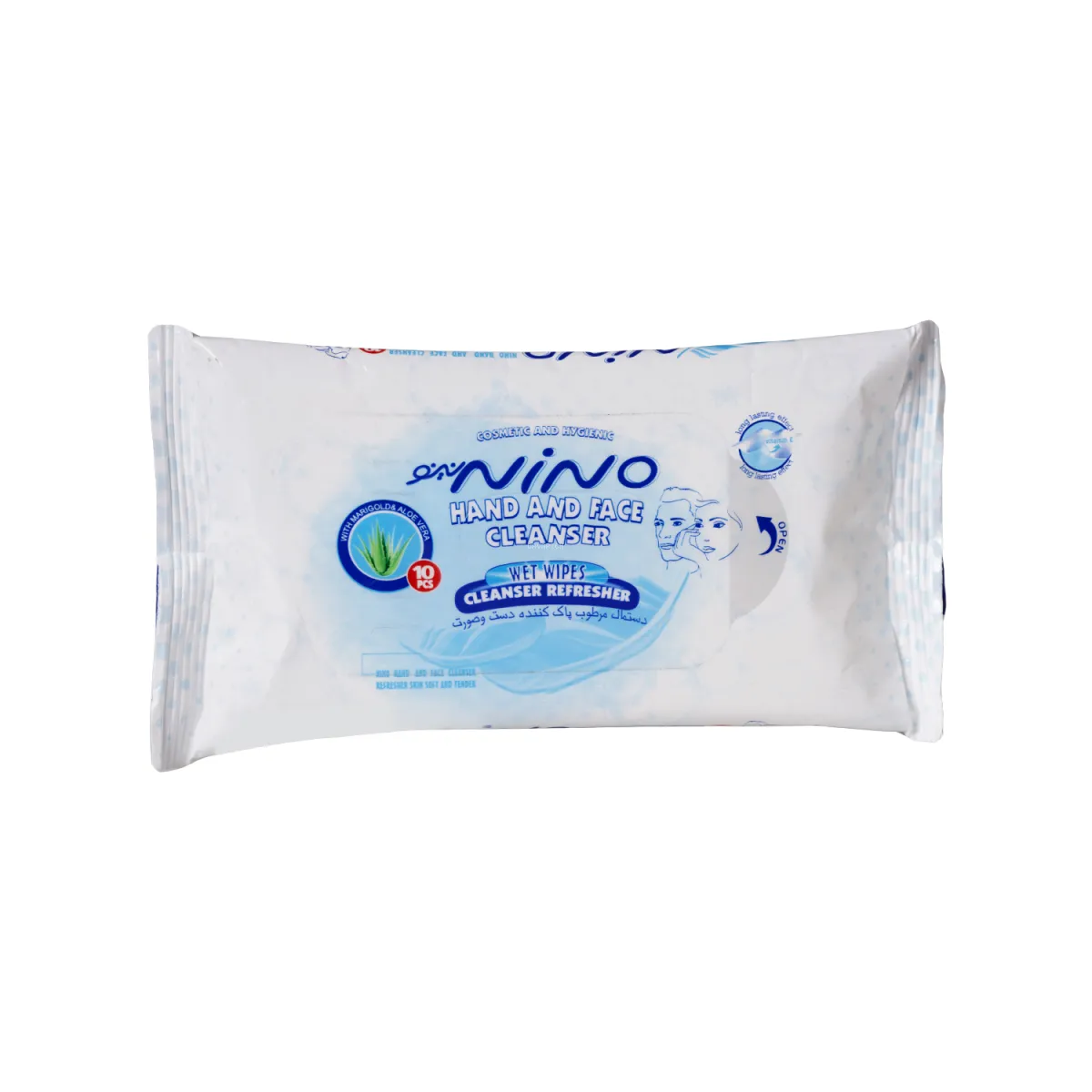 دستمال مرطوب پاک کننده دست و صورت نینو