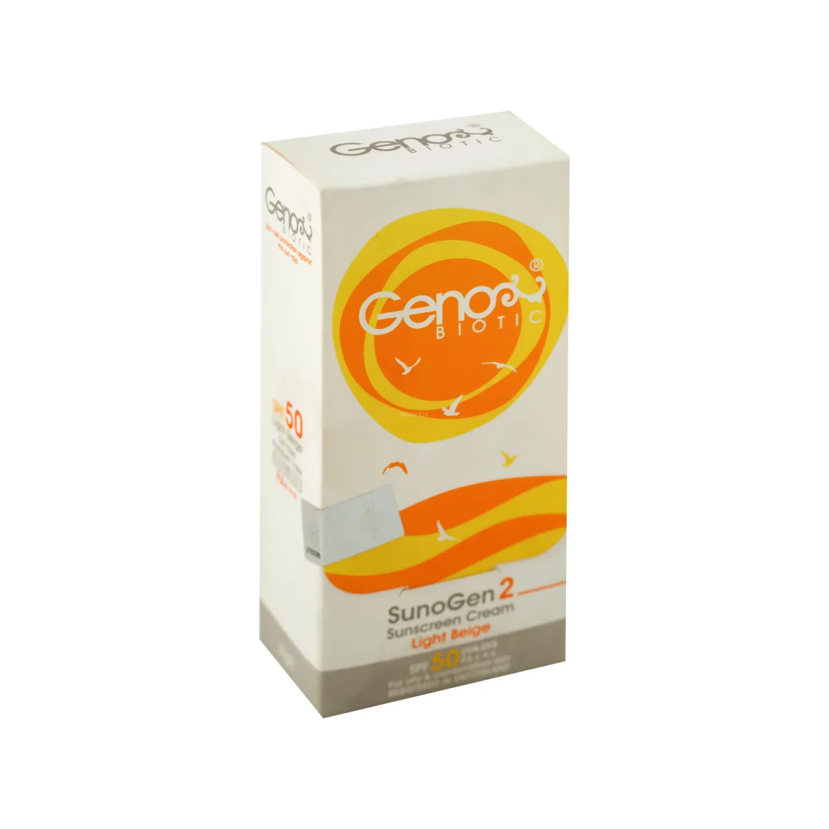 کرم ضد آفتاب SPF50 ژنوبایوتیک رنگ بژ روشن مناسب پوست چرب و مختلط