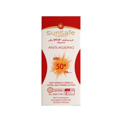 کرم ضد آفتاب SPF50 سان سیف رنگ بژ روشن مناسب انواع پوست