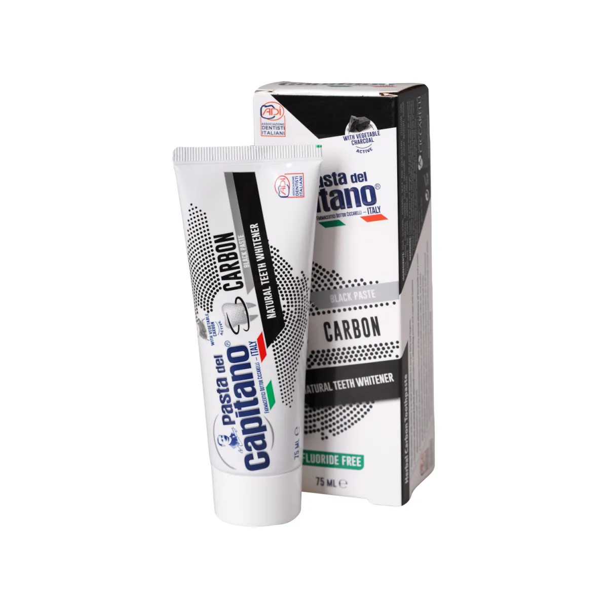 خمیر دندان سفید کننده پاستا دل کاپیتانو مدل Carbon