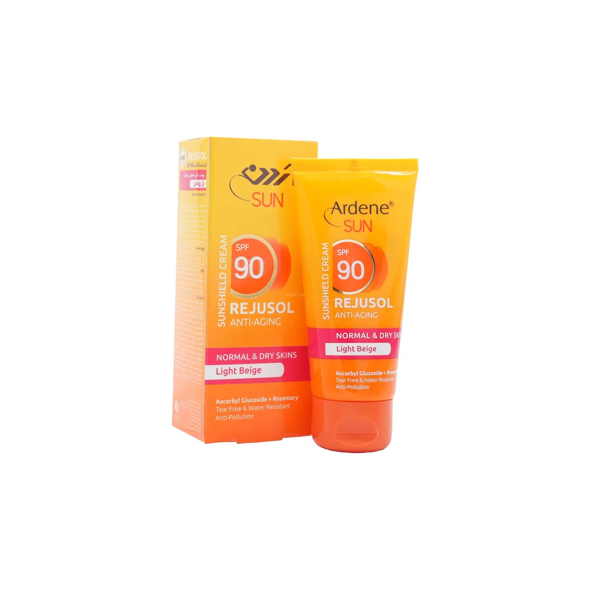 کرم ضد آفتاب SPF90 آردن رنگ بژ روشن مناسب پوست نرمال تا خشک