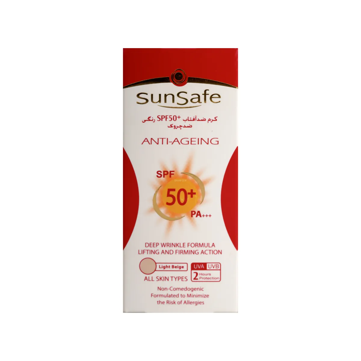 کرم ضد آفتاب SPF50 سان سیف رنگ بژ روشن مناسب انواع پوست
