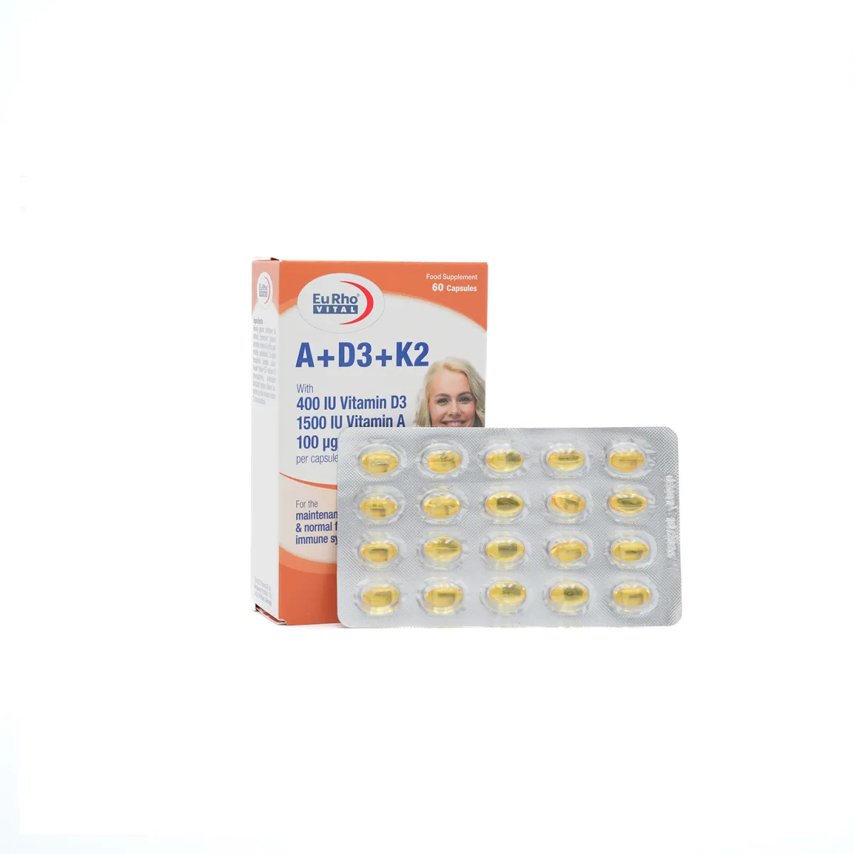 کپسول ویتامین A+D3+K2 یوروویتال