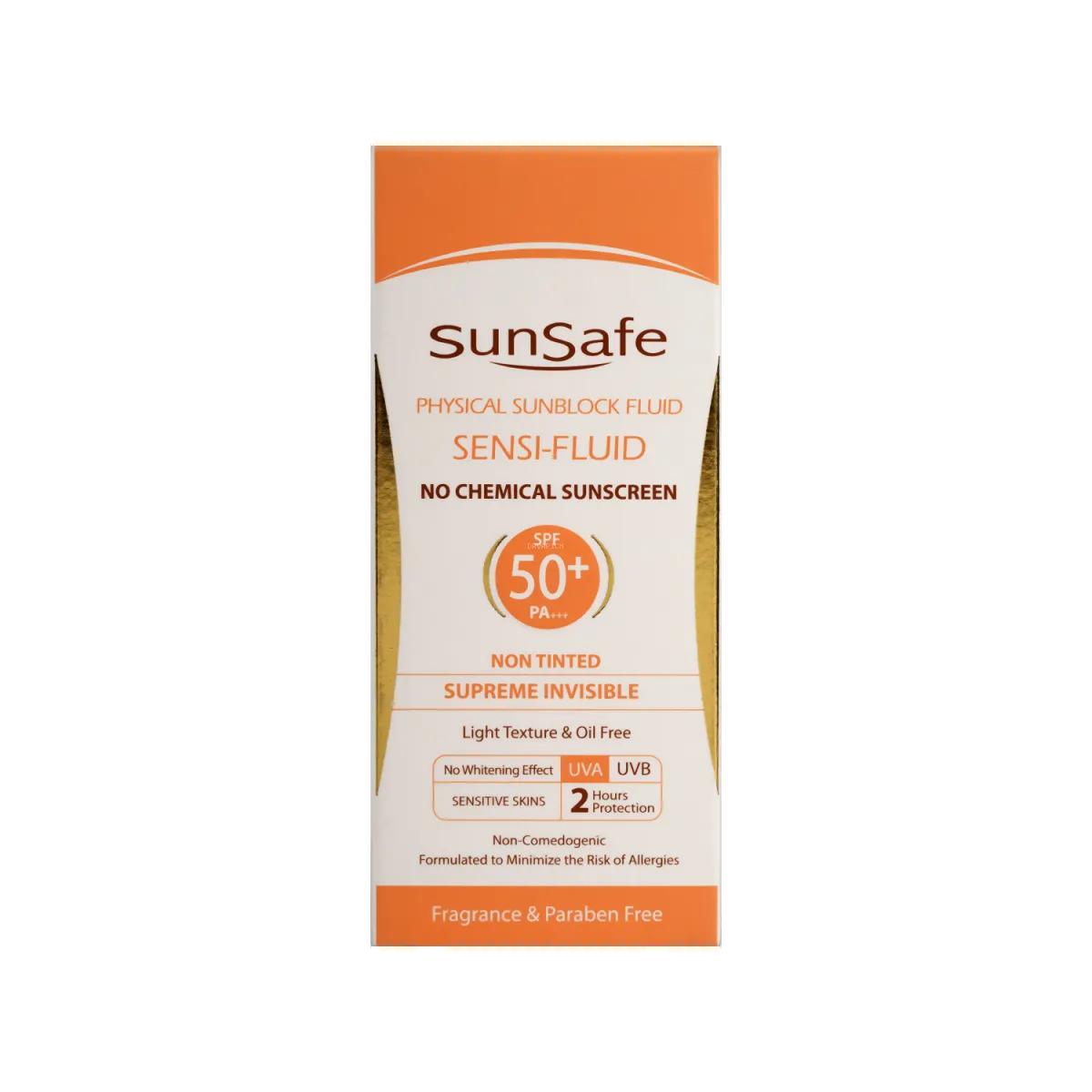 فلوئید ضد آفتاب SPF50 سان سیف مدل Physical بدون رنگ مناسب پوست حساس