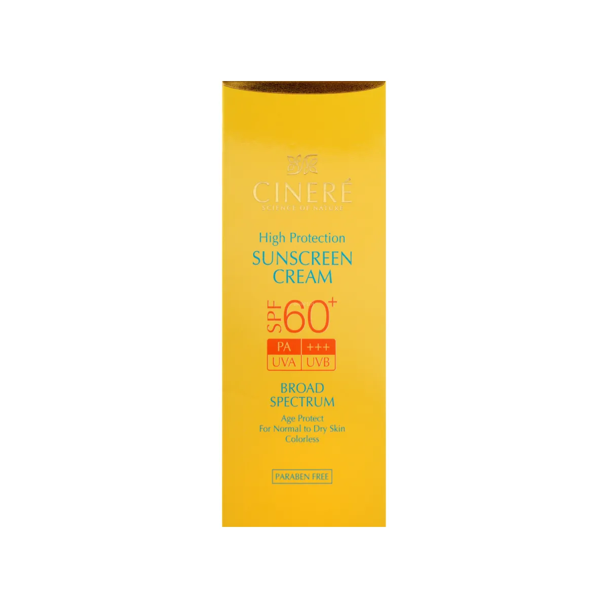 کرم ضد آفتاب SPF60 سینره بدون رنگ مناسب پوست معمولی تا خشک