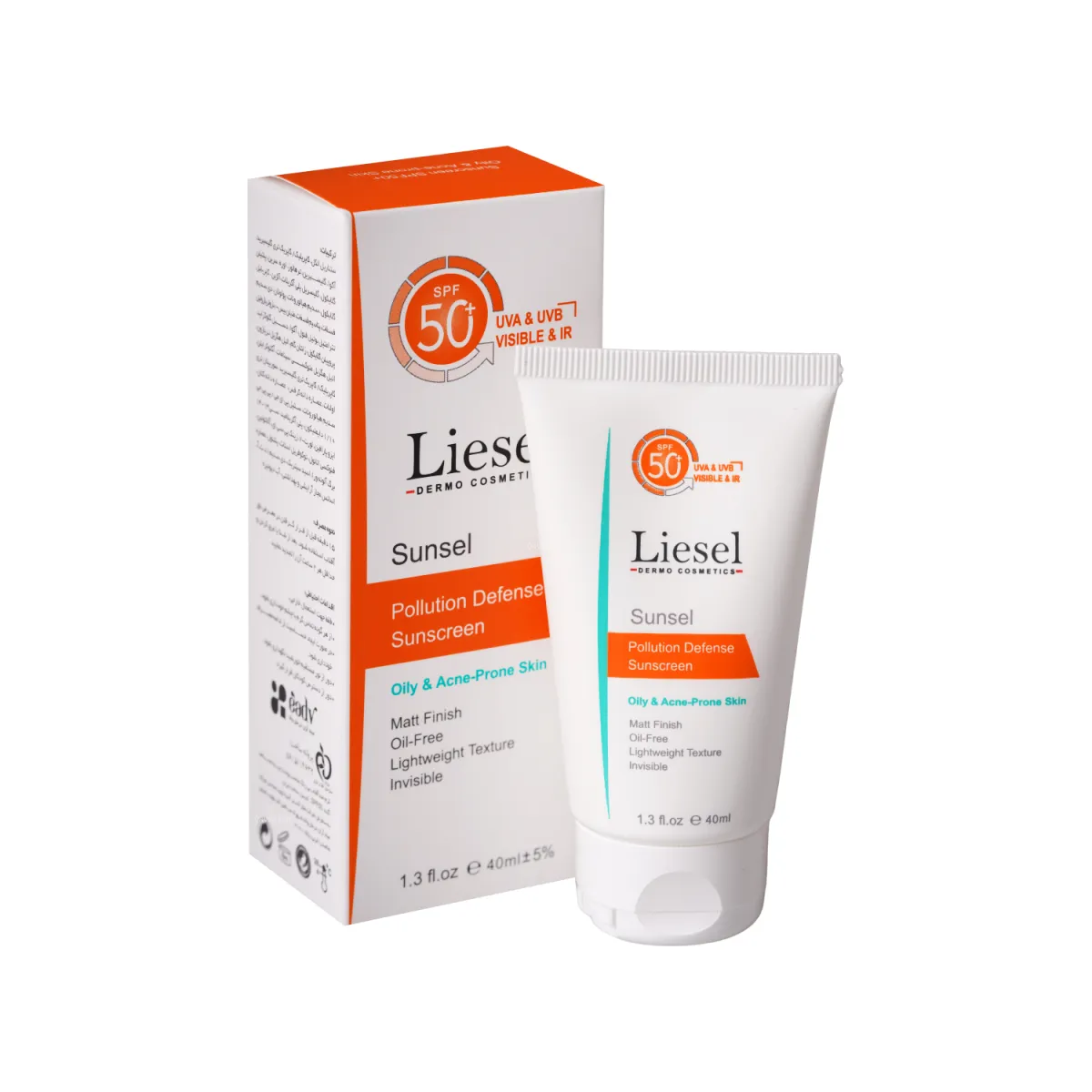 کرم ضد آفتاب SPF50 لایسل بدون رنگ مناسب پوست چرب و آکنه دار