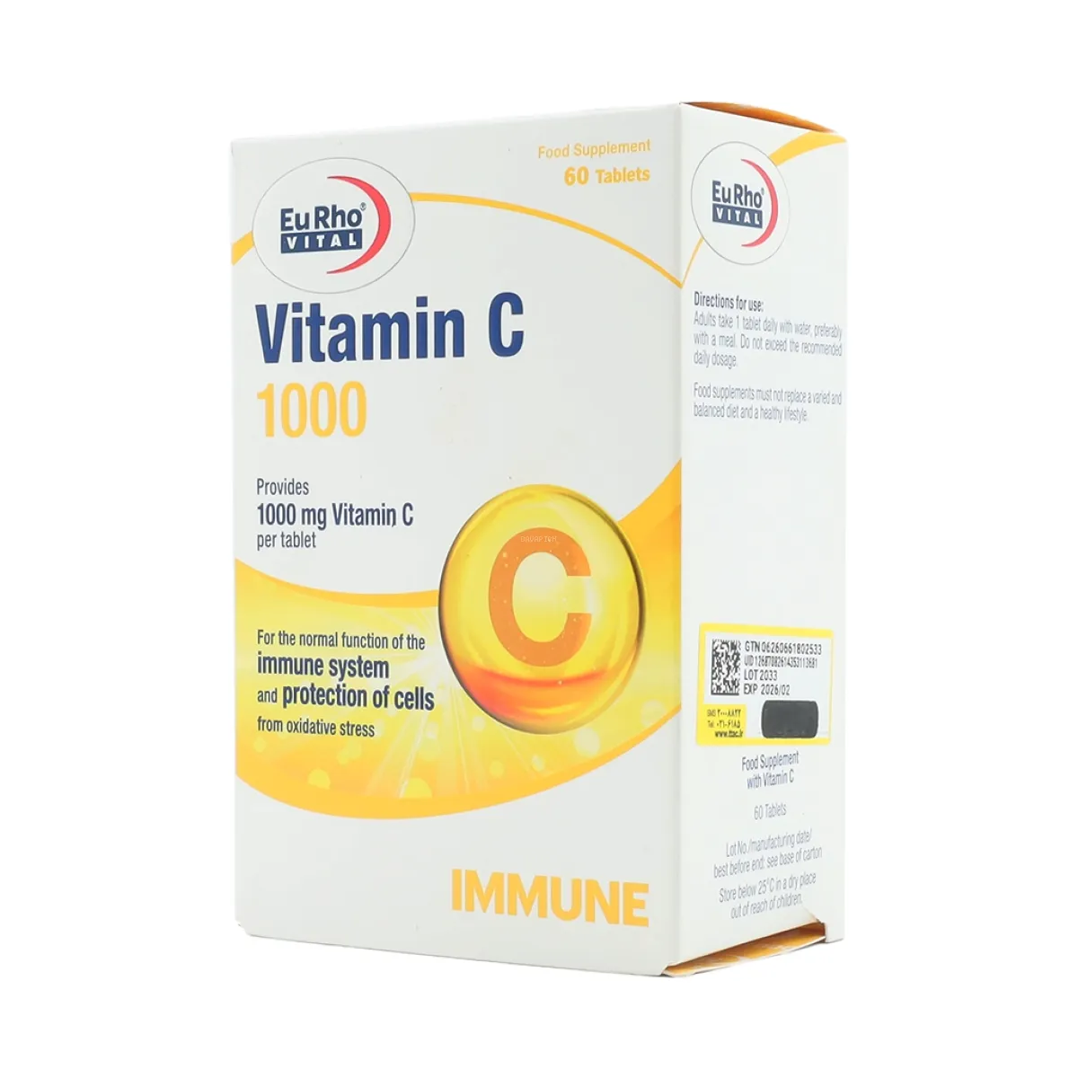 قرص ویتامین C یوروویتال 1000 میلی گرم