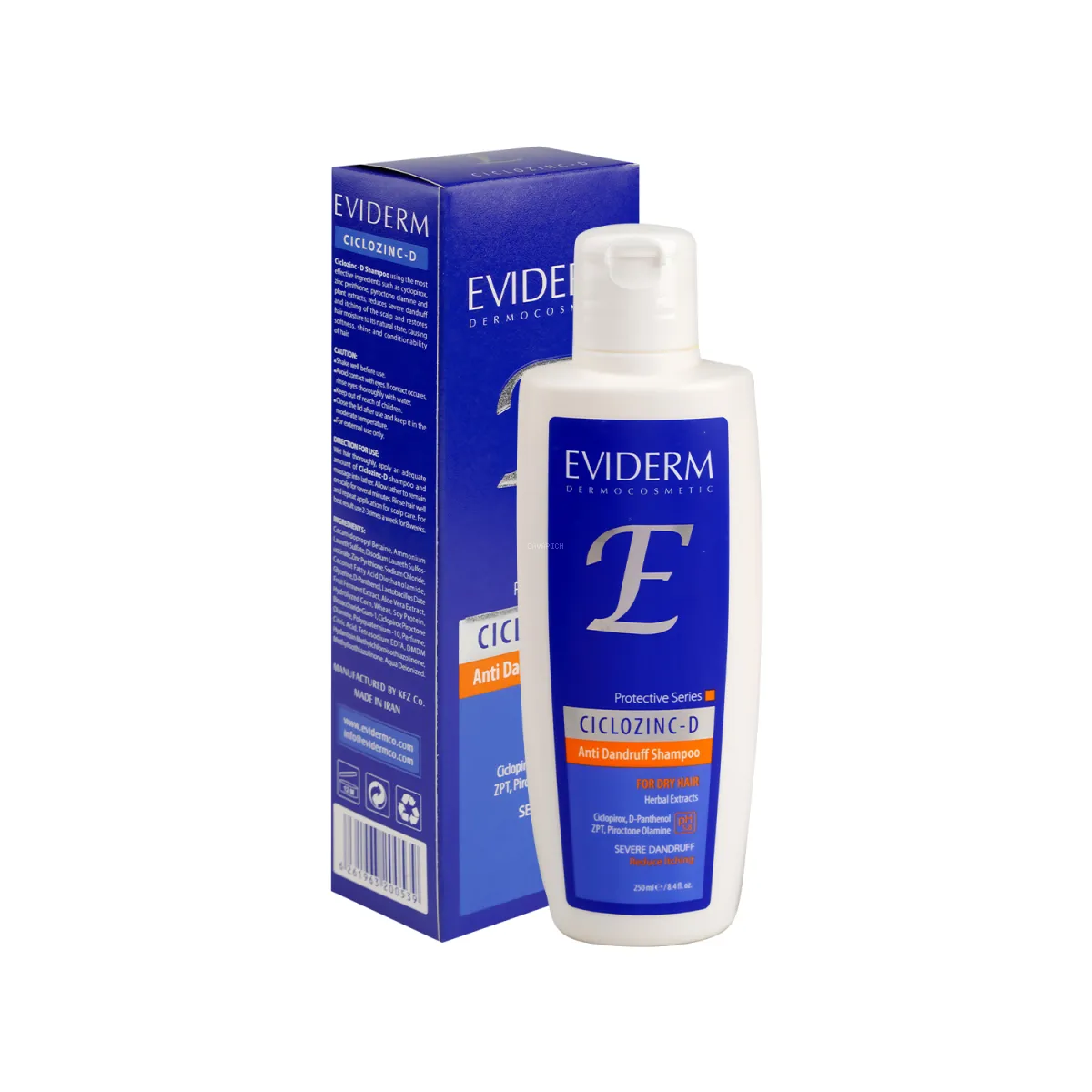 شامپو ضد شوره اویدرم مدل Ciclozinc-D مناسب موی خشک 250 میلی لیتر