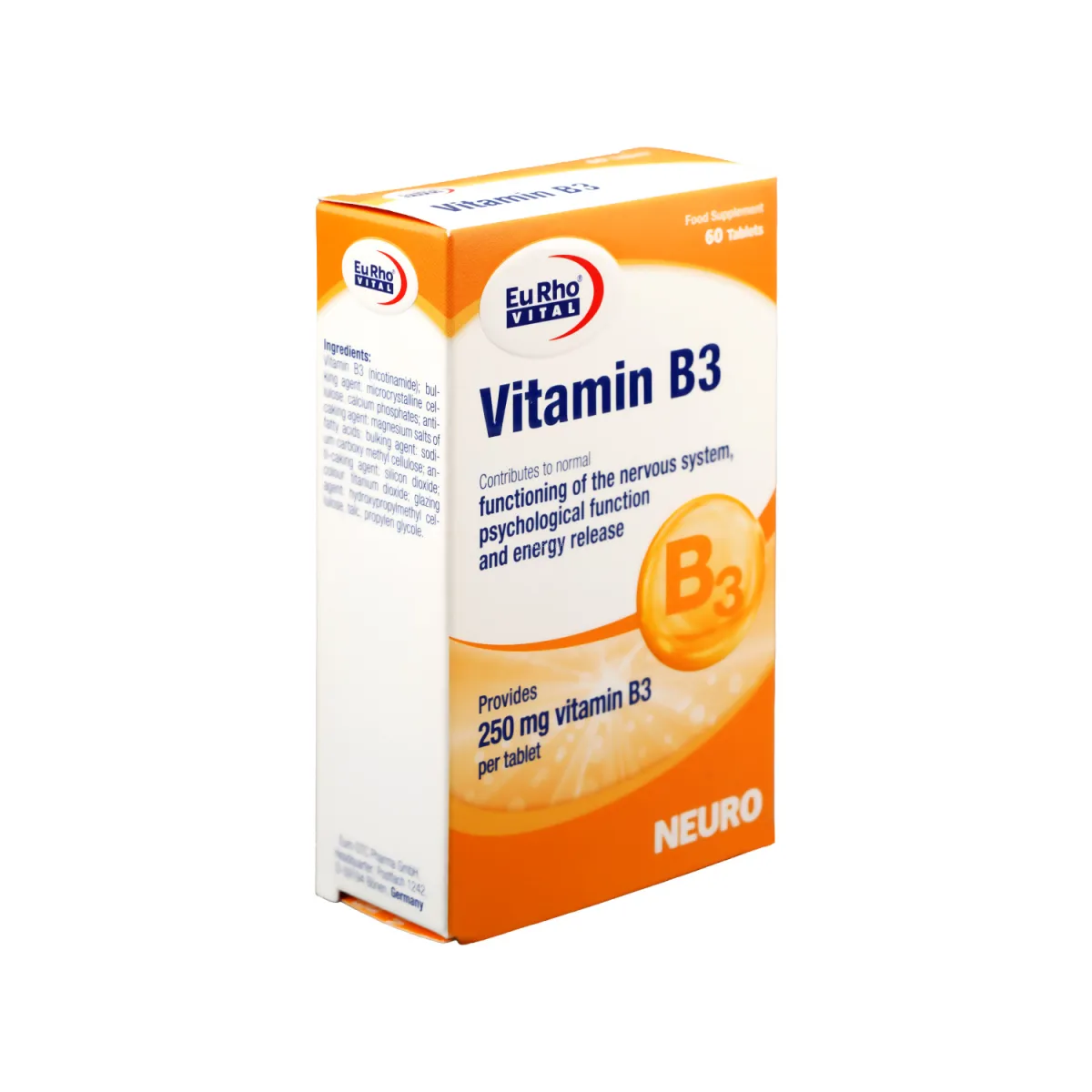 قرص ویتامین B3 یوروویتال 250 میلی گرم